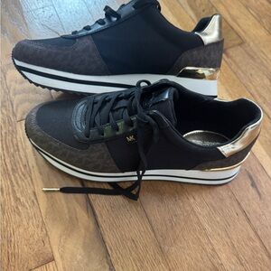Michael Kors Black and Gold Women's Sneakers